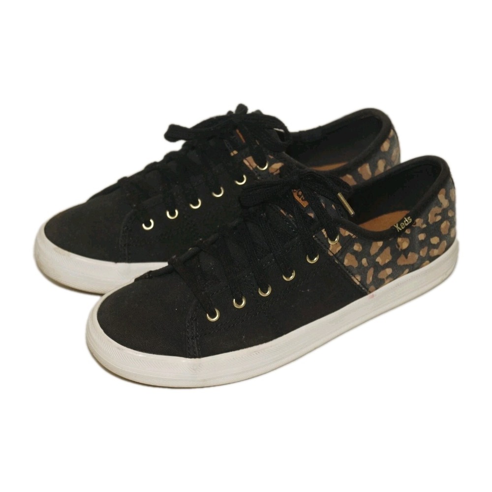 Keds Kickstart Women's Size 7.5 Shoes Black Leopard Print Low Top Sneaker